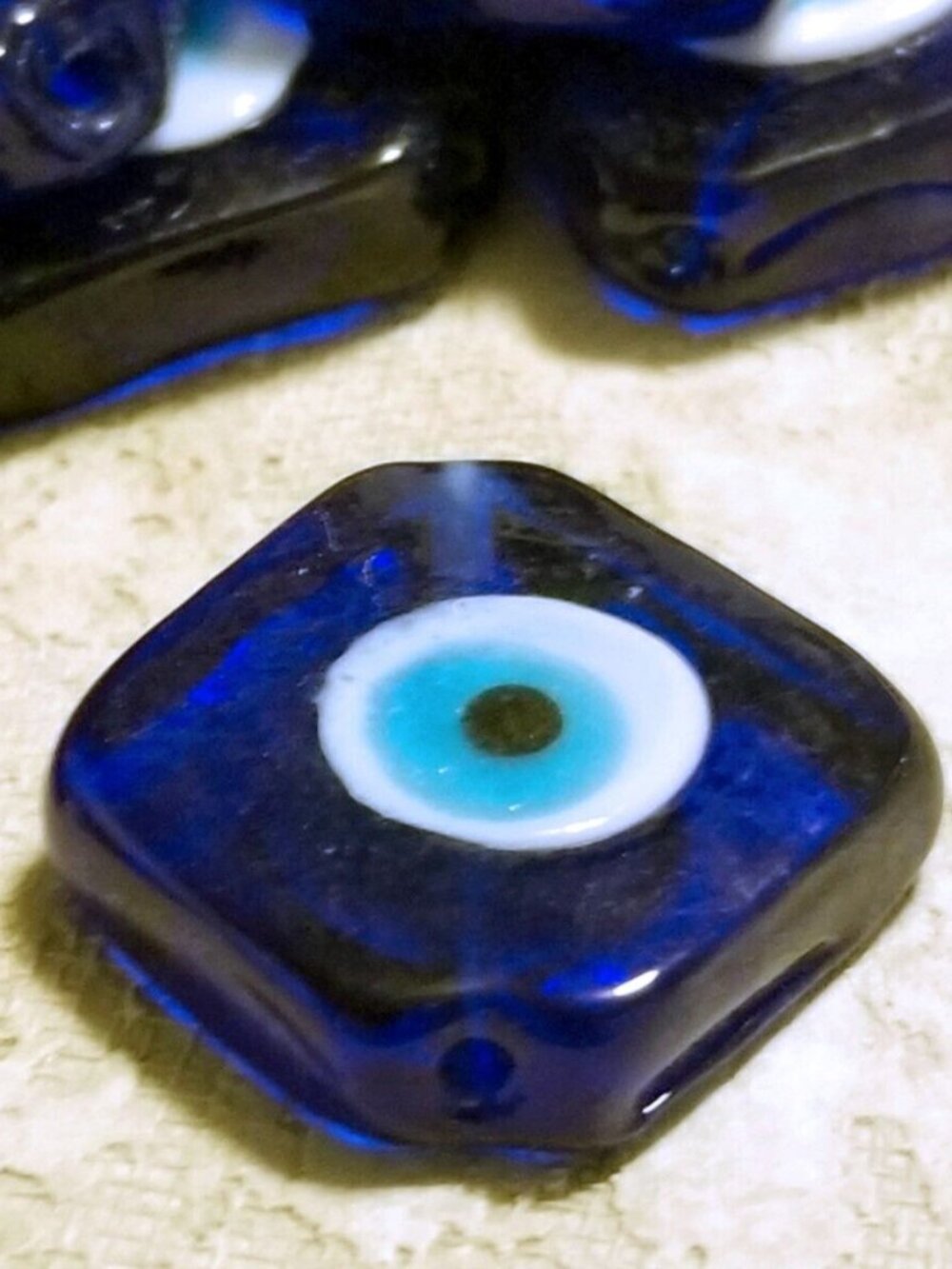 Handcrafted Turkish Evil Eye Lampwork Glass Focal Bead Cobalt Blue 1 pc